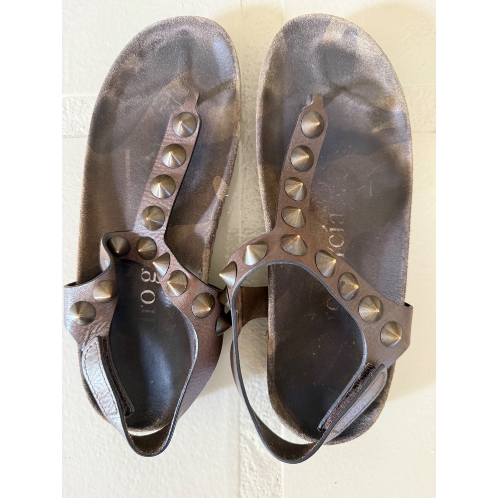 Pedro Garcia $595 Brown Leather Studded Sandals Spain 39